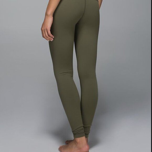 army green LULULEMON high waist athletic leggings size 4 - Picture 1 of 6